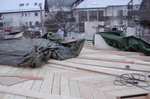 Dachkonstruktion Bretterschalung als Unterdeckung für eine Falzblechdeckung