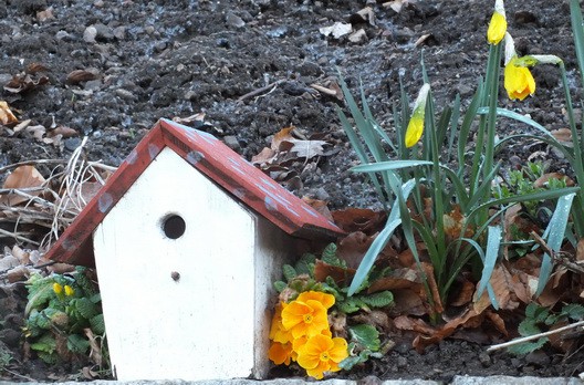 Bunt bemaltes Vogel - Holzhaus